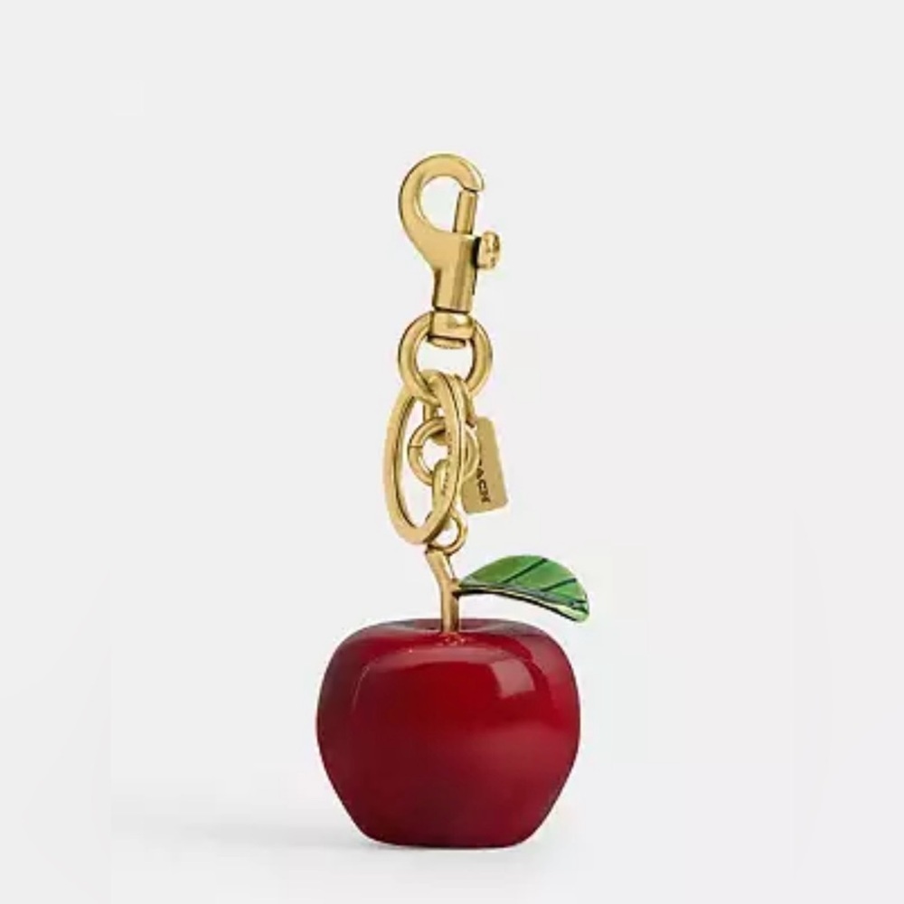 Coach Red Apple Charm with Gold and Green